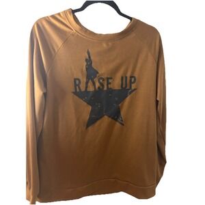 Rise Up Hamilton Musical Gold Star Logo Brown Long Sleeve  Size Large